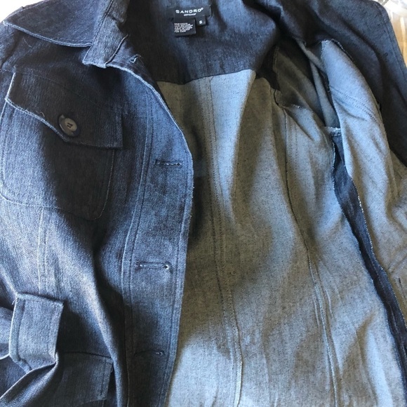Sandro Sportswear Belted Denim Jacket Small - Picture 5 of 12